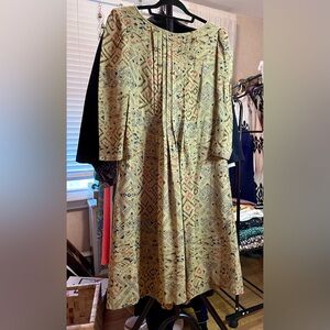 Geometric Patterned Brown Dress